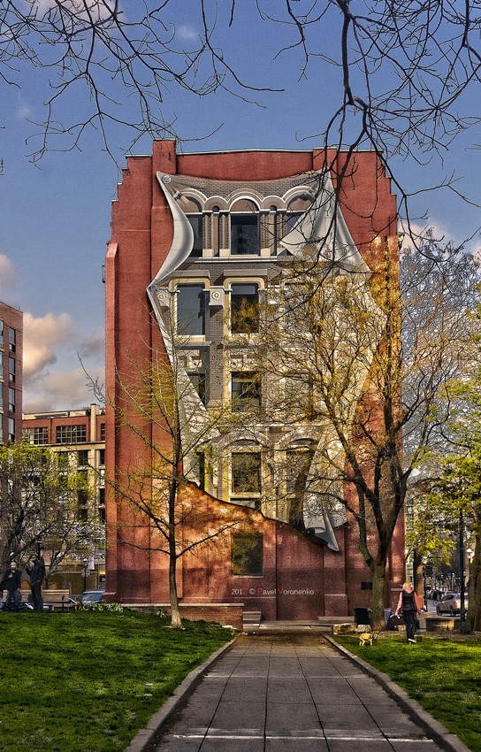 trompe l'oeil/mural on the Gooderham 'Flatiron' Building